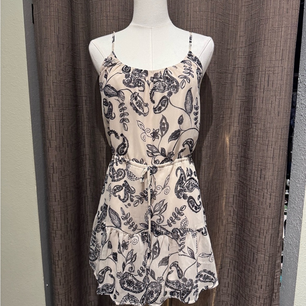 EXPRESS Cream and Black Floral Romper